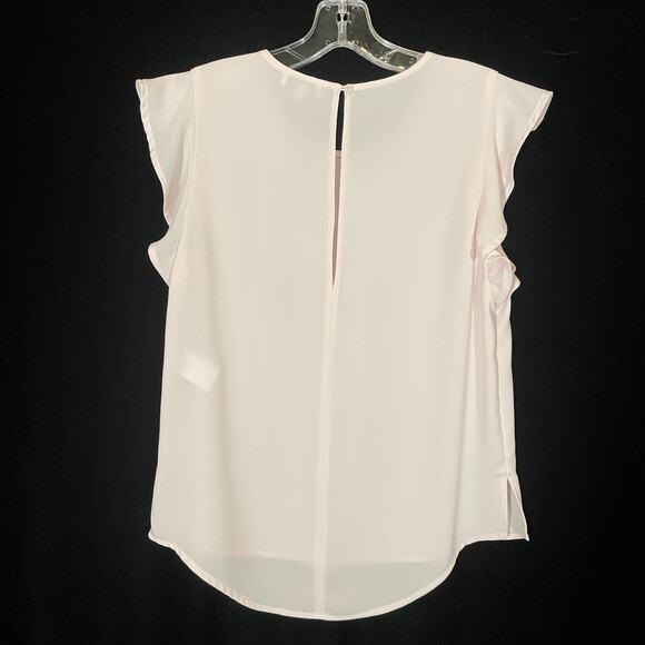 Babaton Aritzia Powder Pink Pastel Top Blouse Japanese Ruffle Cap Sleeves S - Picture 4 of 4